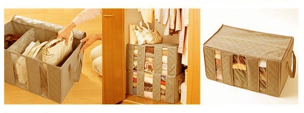 Бамбуковый кофр-короб для хранения одежды 60x35 см