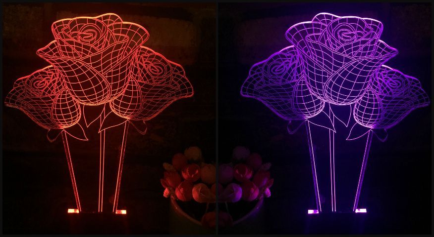 3D светильник Розочки 2 цветов купить