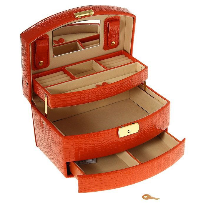 чемодан шкатулка для украшений оранжевый