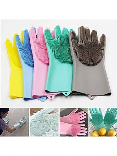 Многофункциональные силиконовые перчатки-щетки для мытья Magic Brush картинки фото 11