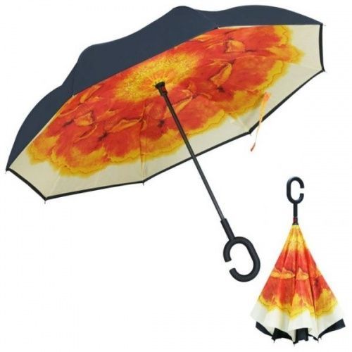 Умный зонт наоборот Umbrella Огненный цветок картинки фото 5