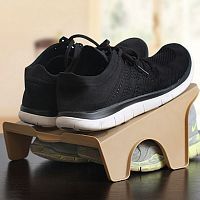 Стойка обувница для двойного хранения обуви бежевая фото