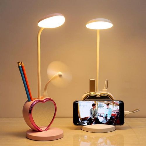 Настольный светильник 6 в 1 «Сердце» с зеркалом USB зарядка картинки фото 3