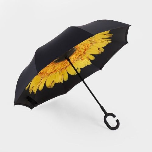 Умный зонт наоборот Umbrella жёлтый цветок картинки фото 7