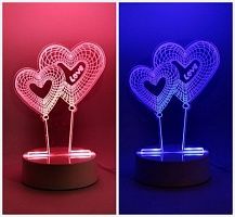 3D светильник "Два Сердца" фото