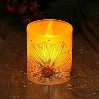 Электронная свеча в стакане "Цветы" фото