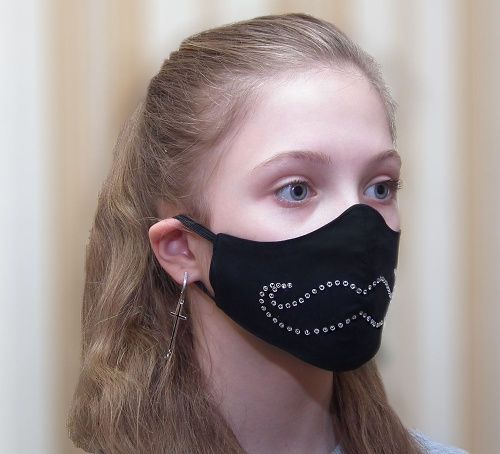 Тканевая маска с принтом черная «Усы» фото 3