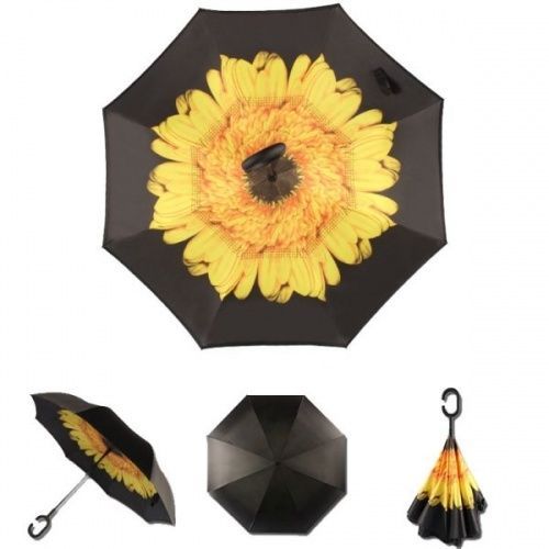 Умный зонт наоборот Umbrella жёлтый цветок картинки фото 2
