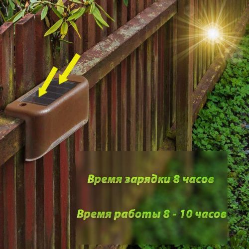 Угловой светильник с солнечной батареей на забор, столбы и бордюры картинки фото 3