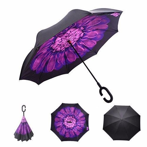 Умный зонт наоборот Umbrella фиолетовый цветок картинки фото 2