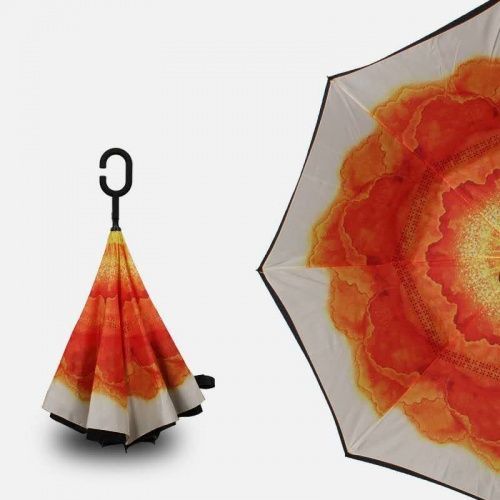 Умный зонт наоборот Umbrella Огненный цветок картинки фото 4