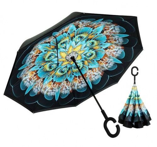 Умный зонт наоборот Umbrella Павлин картинки