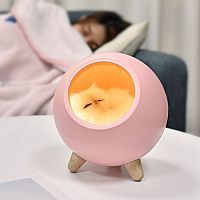 Ночник «Спящий котенок в лампе» розовый фото
