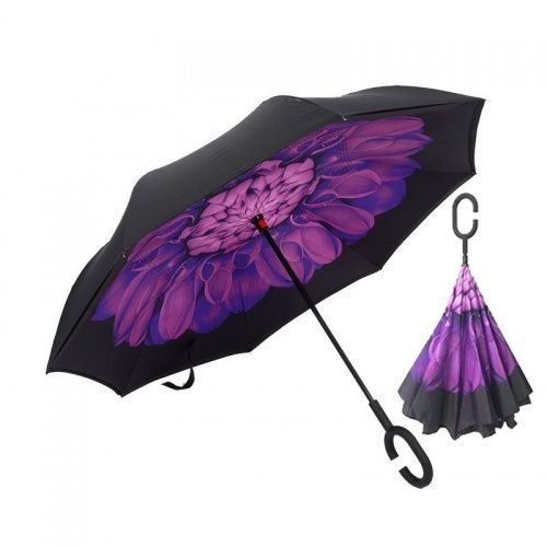 Умный зонт наоборот Umbrella фиолетовый цветок картинки