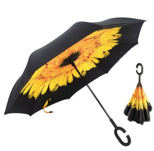 Умный зонт наоборот Umbrella жёлтый цветок картинки