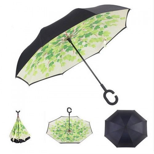 Умный зонт наоборот Umbrella Листья картинки фото 2