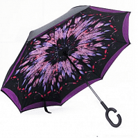 Умный зонт наоборот Umbrella фиолетовый перья фото