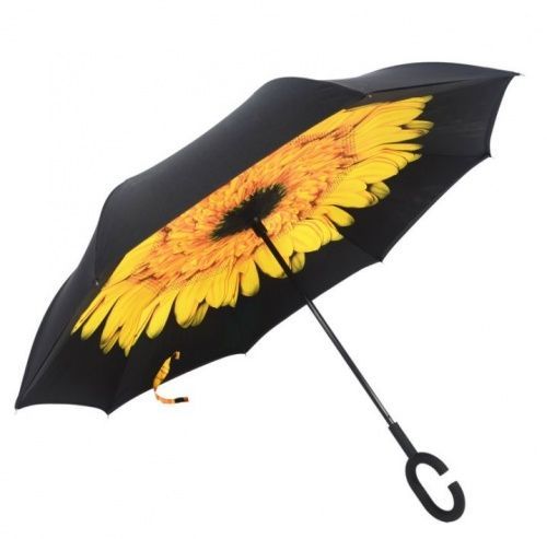 Умный зонт наоборот Umbrella жёлтый цветок картинки фото 4