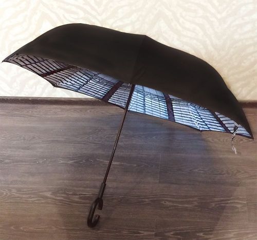 Умный зонт наоборот Umbrella классика синяя полоска картинки