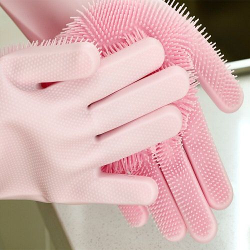 Многофункциональные силиконовые перчатки-щетки для мытья Magic Brush картинки фото 4