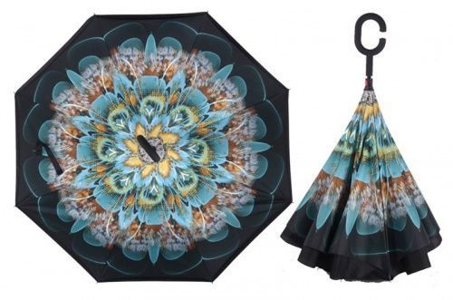 Умный зонт наоборот Umbrella Павлин картинки фото 5