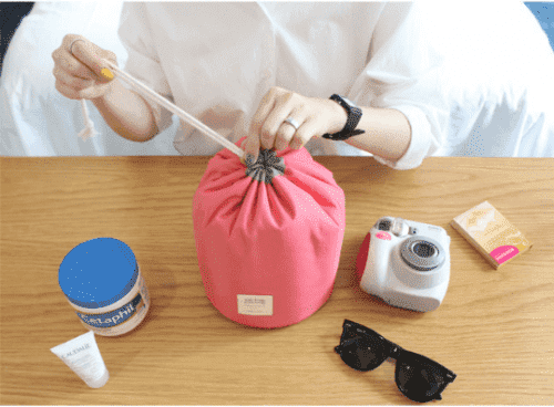 Влагоустойчивая сумка органайзер с косметичкой и пакетиком кораловая картинки фото 7