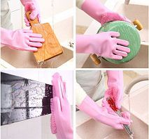Многофункциональные силиконовые перчатки-щетки для мытья Magic Brush фото