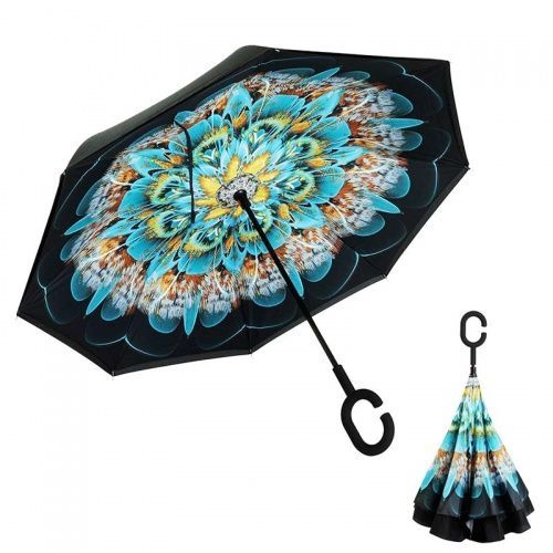 Умный зонт наоборот Umbrella Павлин картинки фото 3