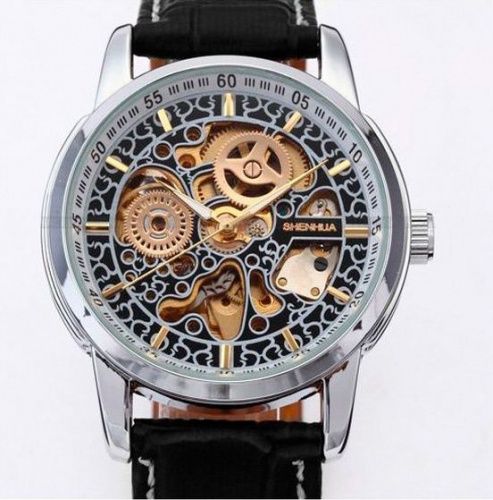 Часы наручные винтажные Скелетон Shenhua с автоподзаводом картинки фото 4