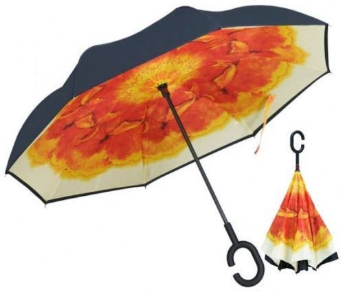 Умный зонт наоборот Umbrella Огненный цветок картинки