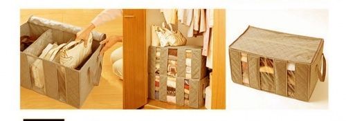 Бамбуковый кофр-короб для хранения одежды 60x35 см. фото 5