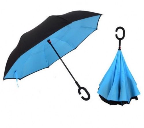 Умный зонт наоборот Umbrella Голубой картинки