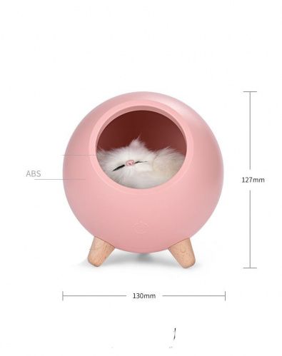 Ночник «Спящий котенок в лампе» розовый картинки фото 6