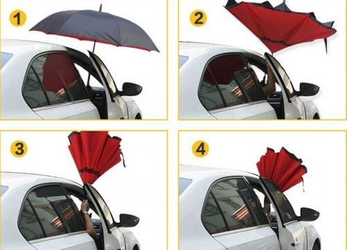 Умный зонт наоборот Umbrella красный цветок картинки фото 5