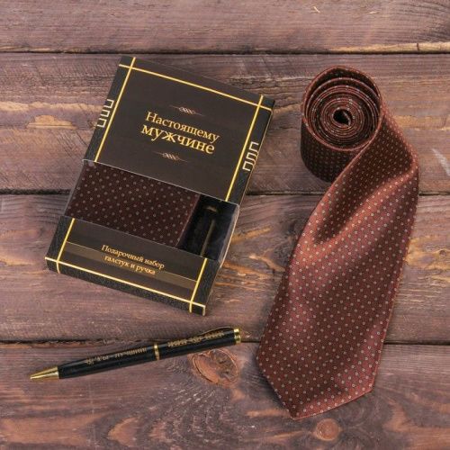 Подарочный набор: галстук и ручка "Настоящему мужчине" картинки