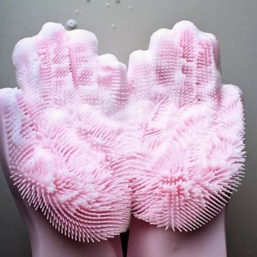 Многофункциональные силиконовые перчатки-щетки для мытья Magic Brush картинки фото 6