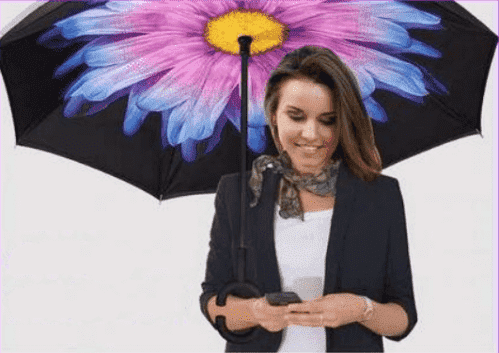 Умный зонт наоборот Umbrella сиреневый цветок картинки фото 2