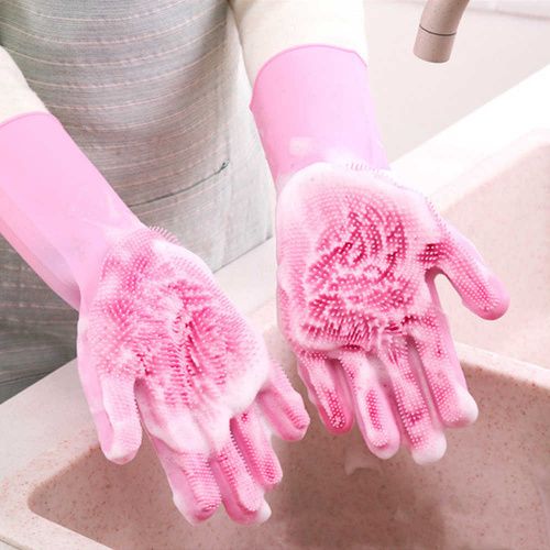 Многофункциональные силиконовые перчатки-щетки для мытья Magic Brush картинки фото 2