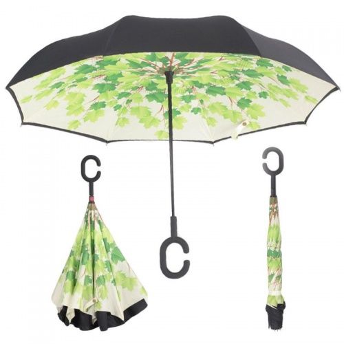 Умный зонт наоборот Umbrella Листья картинки фото 4