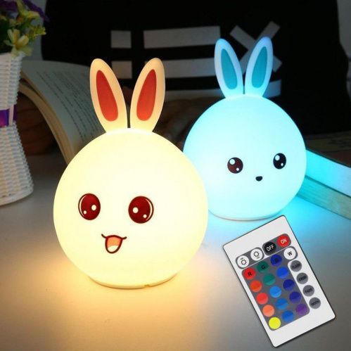 Ночник силиконовый Зайка Colorful Silicone Lamp с пультом картинки
