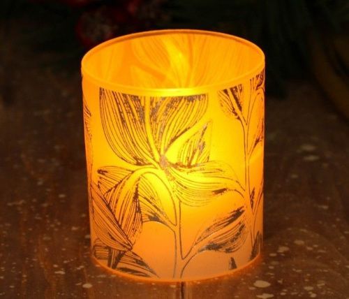 Электронная свеча в стакане "Листья" картинки