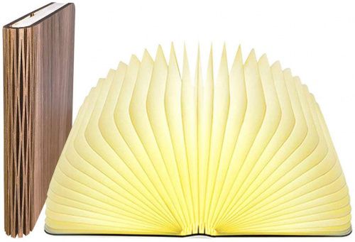 Книга светильник "Led Book lamp" деревянная обложка Орех фото 4