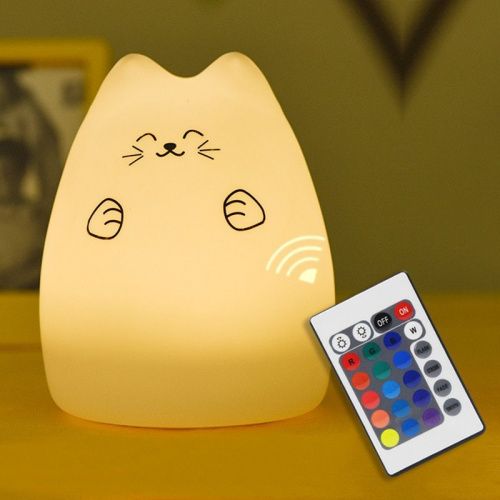 Силиконовый ночник светильник "Кот обнимашка" с пультом картинки