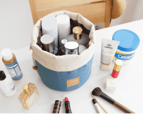 Влагоустойчивая сумка органайзер с косметичкой и пакетиком голубая картинки