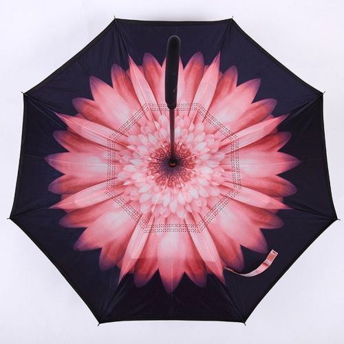 Умный зонт наоборот Umbrella розовый цветок картинки фото 11