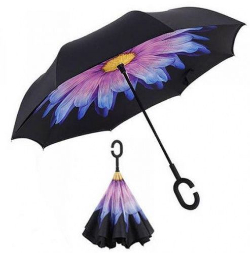 Умный зонт наоборот Umbrella сиреневый цветок картинки