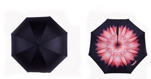 Умный зонт наоборот Umbrella розовый цветок картинки фото 13