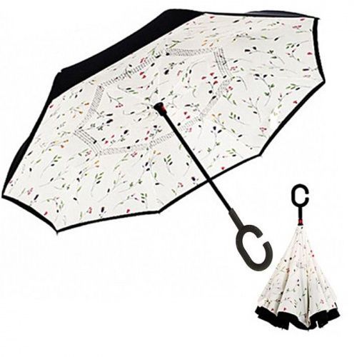 Умный зонт наоборот Umbrella Цветы на белом картинки
